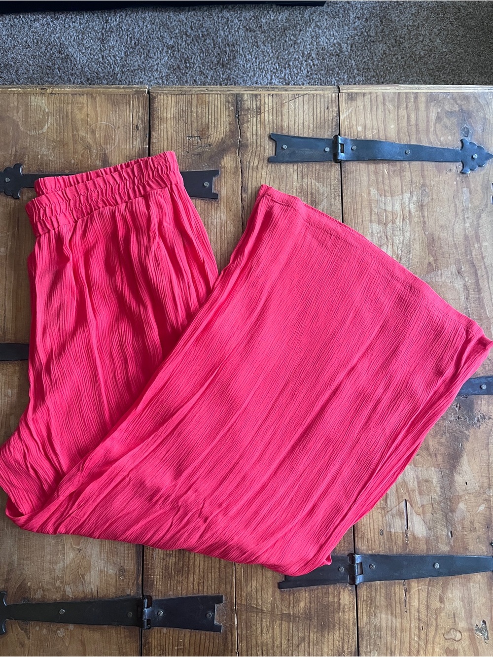 Wide Leg Women’s Pants - Coral Elastic Waist